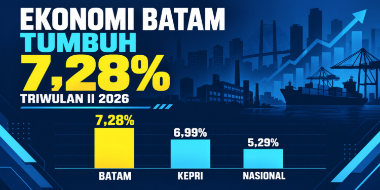 Infografis pertumbuhan ekonomi Batam sebesar 7,28 persen pada Triwulan II 2026