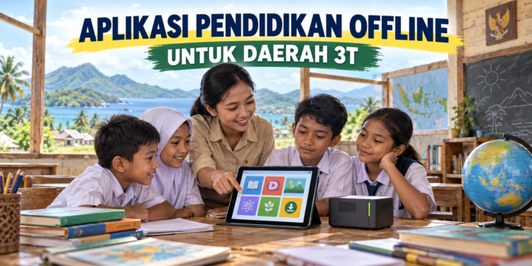 Ilustrasi pemanfaatan aplikasi KIPIN untuk pembelajaran tanpa internet di daerah 3T