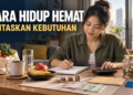 Ilustrasi seseorang mengatur pengeluaran dan memprioritaskan kebutuhan untuk menjalani gaya hidup hemat
