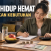 Ilustrasi seseorang mengatur pengeluaran dan memprioritaskan kebutuhan untuk menjalani gaya hidup hemat