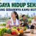 Ilustrasi penerapan gaya hidup sehat melalui olahraga dan konsumsi makanan bergizi