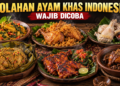 Ilustrasi enam kuliner olahan ayam khas Indonesia dari berbagai daerah