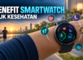 Ilustrasi penggunaan smartwatch untuk memantau aktivitas dan kondisi kesehatan sehari-hari