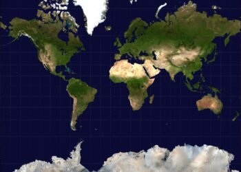Perbandingan ukuran Afrika dan Greenland pada peta Mercator dan Equal Earth