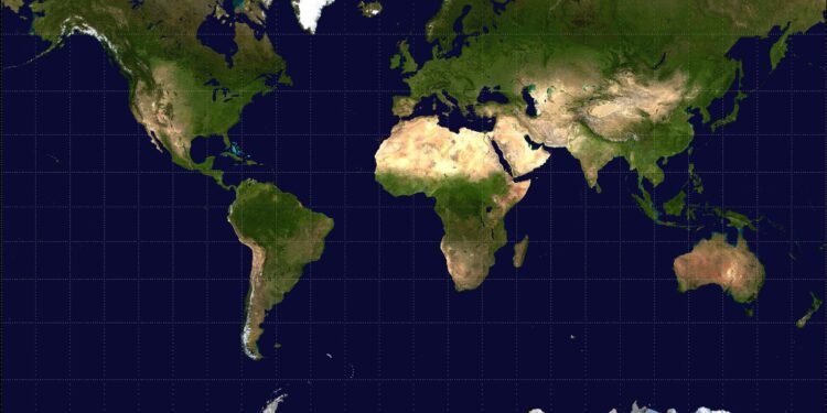 Perbandingan ukuran Afrika dan Greenland pada peta Mercator dan Equal Earth