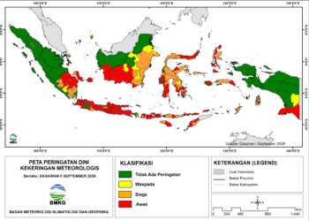 Peta peringatan dini kekeringan meteorologis BMKG Dasarian II September 2026