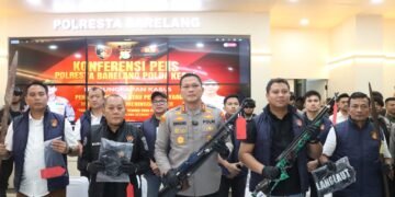 Konferensi pers penetapan tiga tersangka kericuhan Setokok di Polresta Barelang