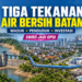 Ilustrasi waduk dan instalasi pengolahan air sebagai bagian dari sistem air bersih Batam