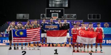 Tim putra Indonesia meraih gelar juara SEABA U17 3x3 Championship 2026 di Batam